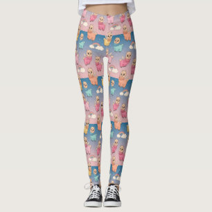 Magical Unicorn and Stars Pattern Design Leggings