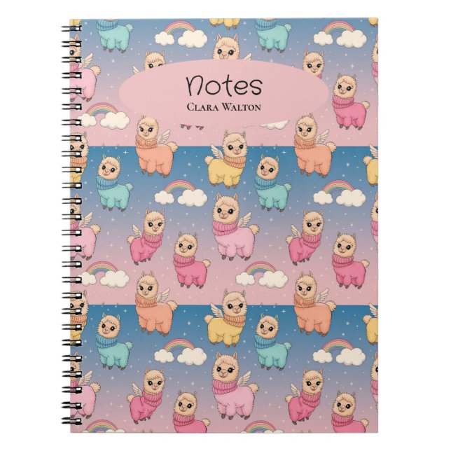 Magical Unicorn and Stars Pattern Design Notebook (Front)