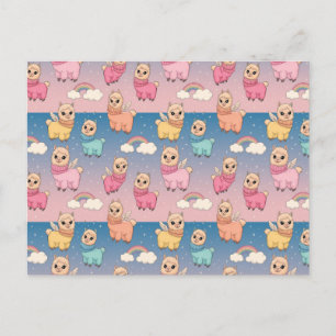 Magical Unicorn and Stars Pattern Design Postcard
