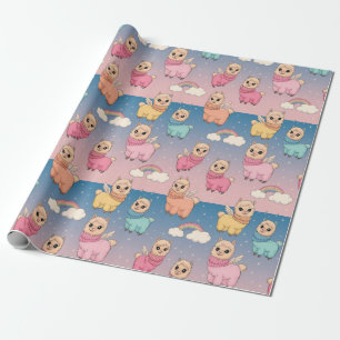 Magical Unicorn and Stars Pattern Design Wrapping Paper