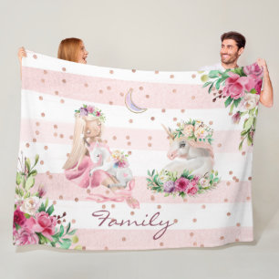 Magical Unicorn Baby Girl  Fleece Blanket