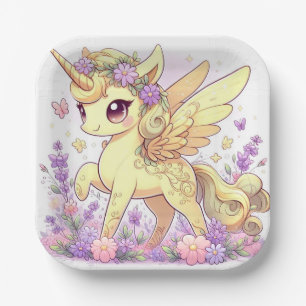 Magical Unicorn Baby Shower Paper Plate