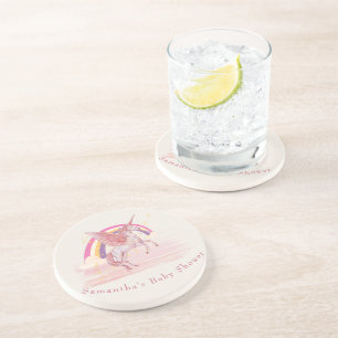 Magical Unicorn Baby Shower Party Coaster