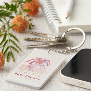 Magical Unicorn Baby Shower Party Keychain