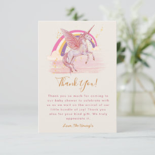 Magical Unicorn Baby Shower Party Thank You Card