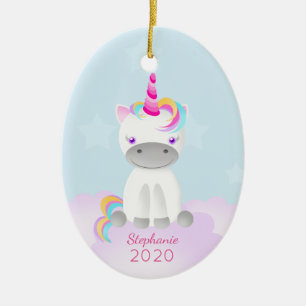 Magical Unicorn Believe in the Magic of Christmas Ceramic Ornament