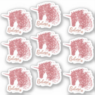 Magical Unicorn   Believe   Rose Gold Faux Glitter