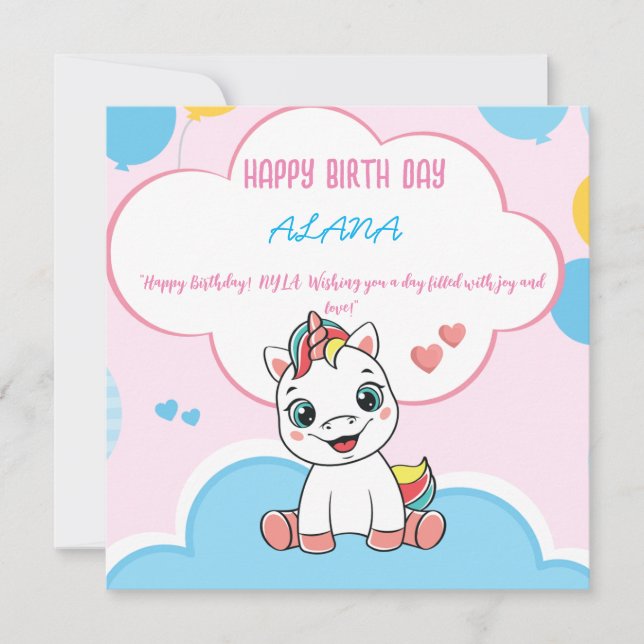 "Magical Unicorn Birthday Bliss" Invitation (Front)