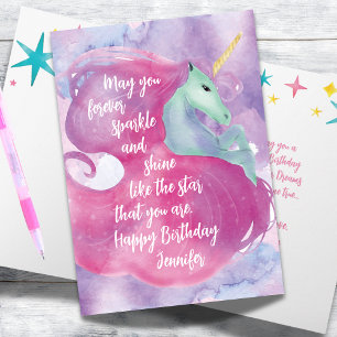 Magical Unicorn Birthday Card for Girls