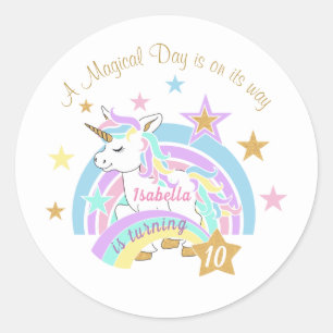Magical Unicorn Birthday Classic Round Sticker