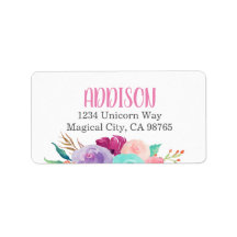 Magical Unicorn Birthday Floral Address Label