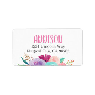 Magical Unicorn Birthday Floral Address Label