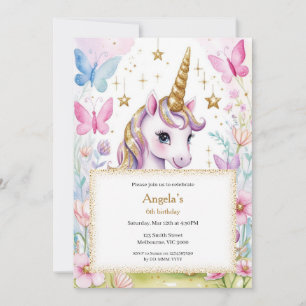 Magical Unicorn Birthday Girls Invitation