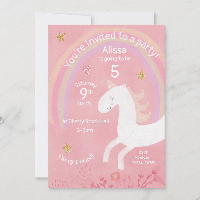 Magical Unicorn Birthday Invitation (Front)