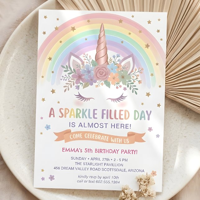 Magical Unicorn Birthday Invitation Rainbow Invite (Magical Unicorn Birthday Invitation Rainbow Invite)