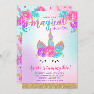 Magical Unicorn Birthday Invitation Unicorn Party