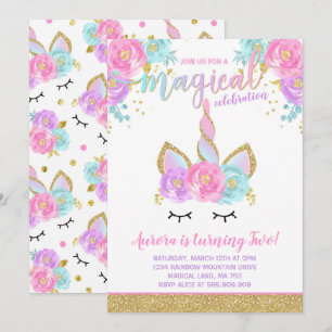 Magical Unicorn Birthday Invitation Unicorn Party