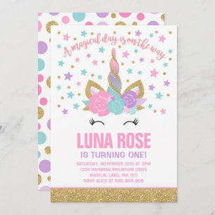 Magical Unicorn Birthday Invitation Unicorn Party