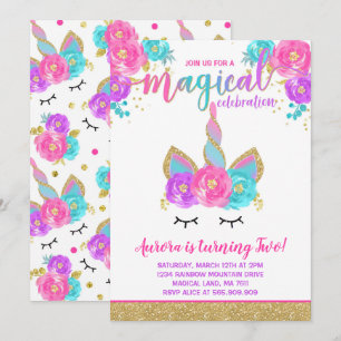 Magical Unicorn Birthday Invitation Unicorn Party