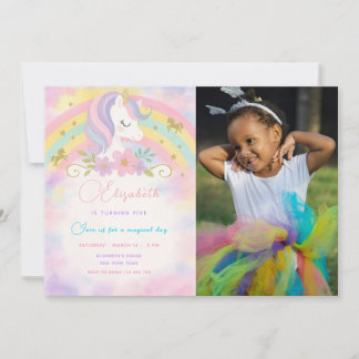 Magical Unicorn Birthday Invitation with photo