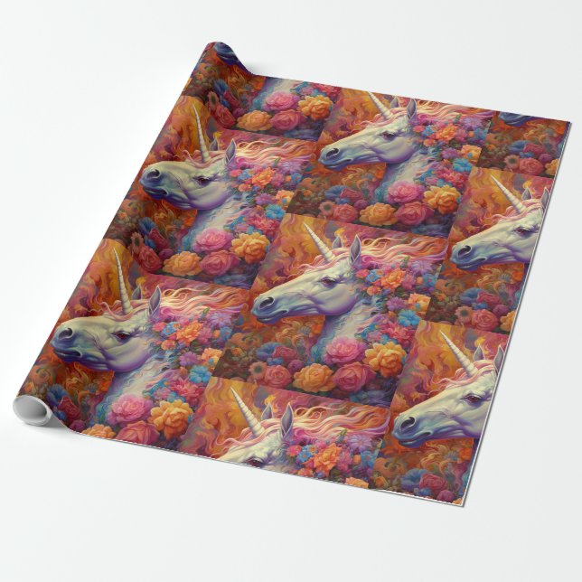 Magical Unicorn Birthday Kids  Wrapping Paper (Unrolled)