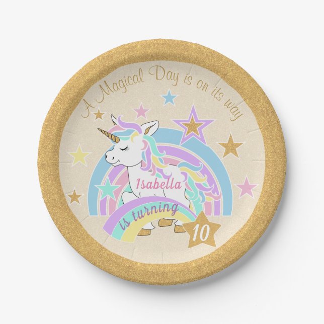 Magical Unicorn Birthday Paper Plate (Front)