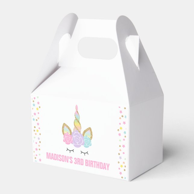 Magical Unicorn Birthday Party Favour Box. Favor Box (Front Side)