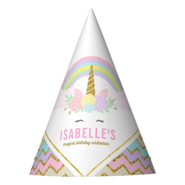 Magical Unicorn Birthday Party Hat (Front)