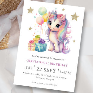 Magical Unicorn Birthday Party Invitation
