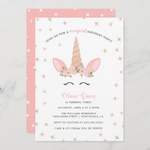 Magical Unicorn Birthday Party Invitations