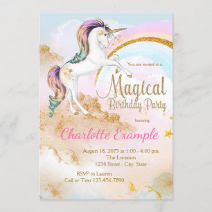 Magical Unicorn Birthday Party Invitations