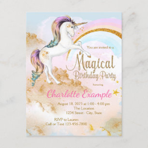 Magical Unicorn Birthday Party Invitations