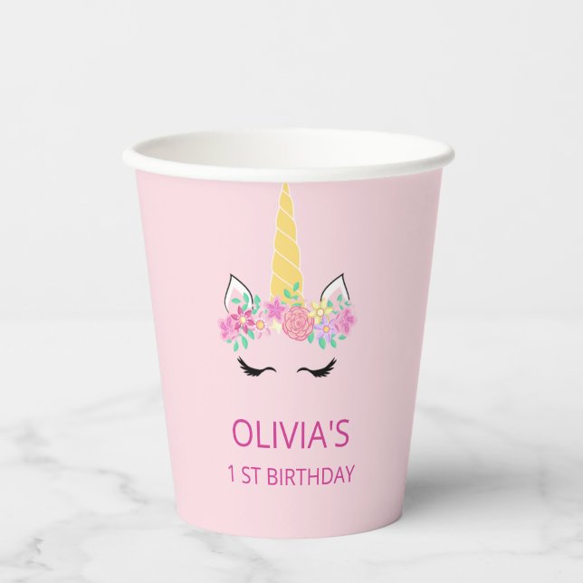 Magical Unicorn Birthday Party Paper Cups (Front)