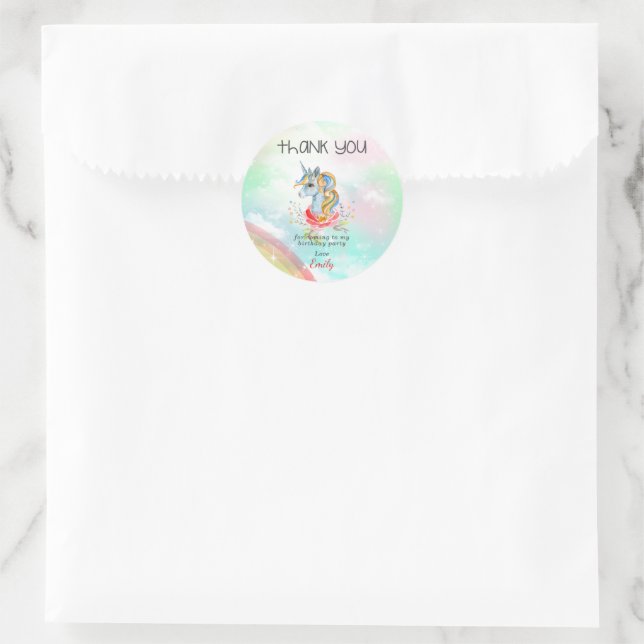 Magical Unicorn Birthday Party Paper Plate Classic Round Sticker (Bag)