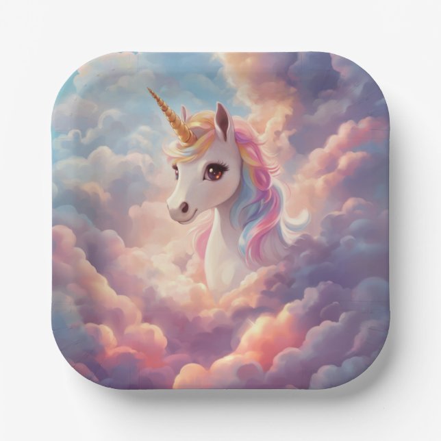 Magical Unicorn Birthday Party paper plates (Front)