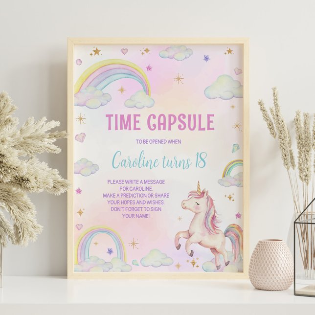Magical Unicorn Birthday Party Time Capsule Sign (Creator Uploaded)