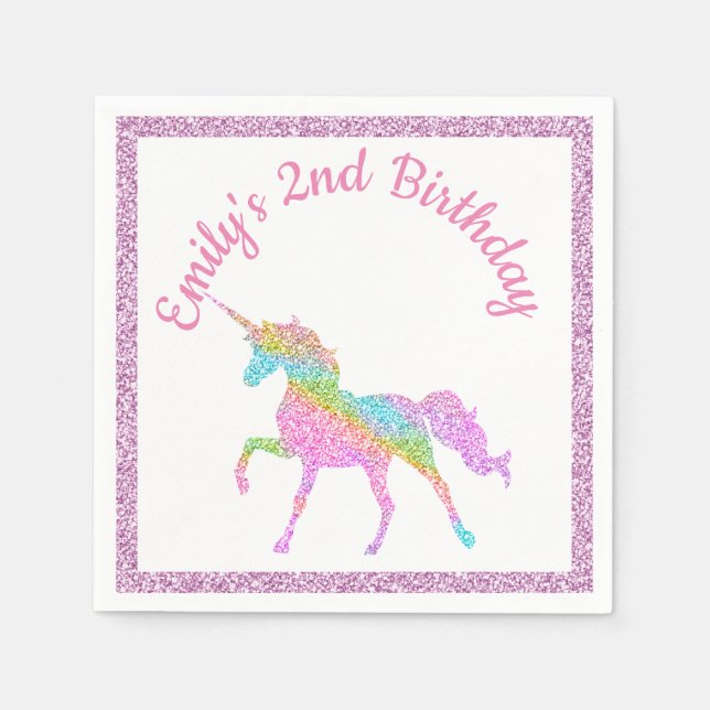 Magical Unicorn Birthday Personalized Napkin (Front)