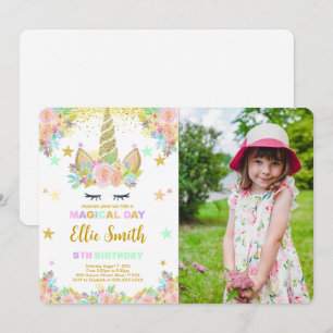 MAGICAL Unicorn Birthday Photo Invitation