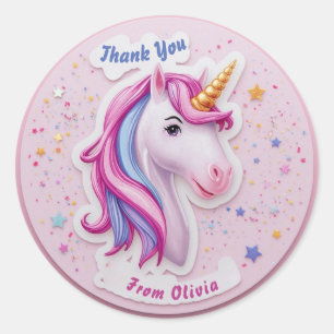 Magical Unicorn Birthday Thank You Stickers – Girl