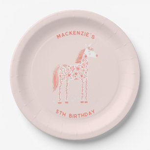 Magical Unicorn Blush Pink Birthday Party Paper Plate