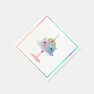 Magical Unicorn Cake Fantasy Watercolor Party Napkin