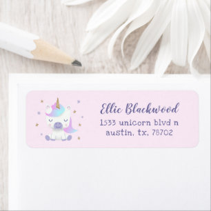 Magical Unicorn Cartoon Return Address