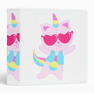 Magical unicorn Cat cartoon - Choose back colour Binder