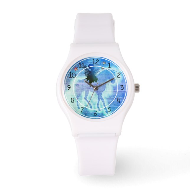 Magical Unicorn Colourful Blue Green Watch (Front)