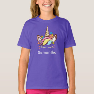 Magical Unicorn Colourful Girl Name Floral T-Shirt