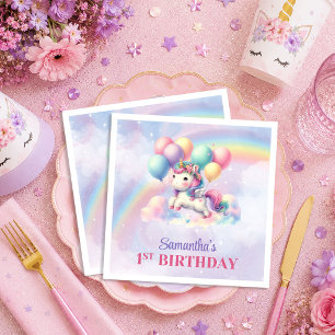Magical Unicorn Colourful Pastel Girl Party Napkin