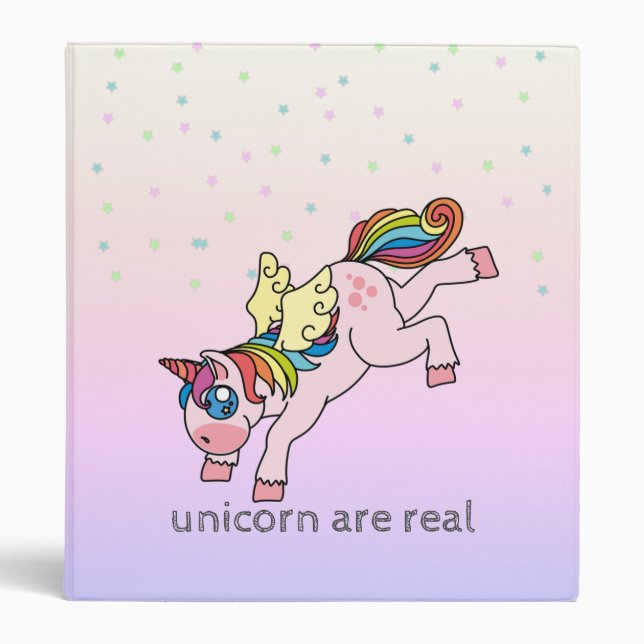 Magical Unicorn , Colourful Stars Binder (Front)