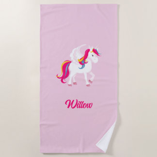 Magical Unicorn Custom Name or Text Beach Towel