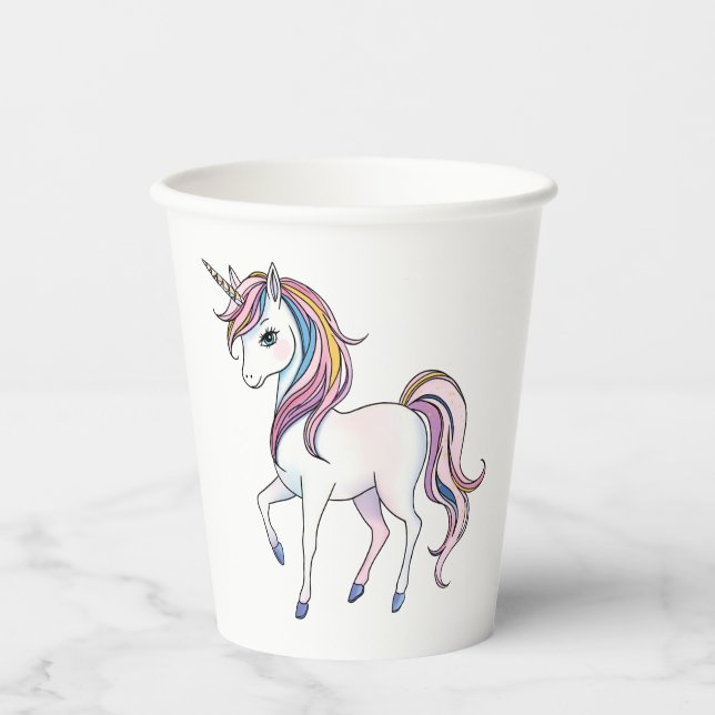 Magical Unicorn Dreams - Whimsical Fantasy Design Paper Cups (Front)