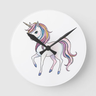 Magical Unicorn Dreams - Whimsical Fantasy Design Round Clock